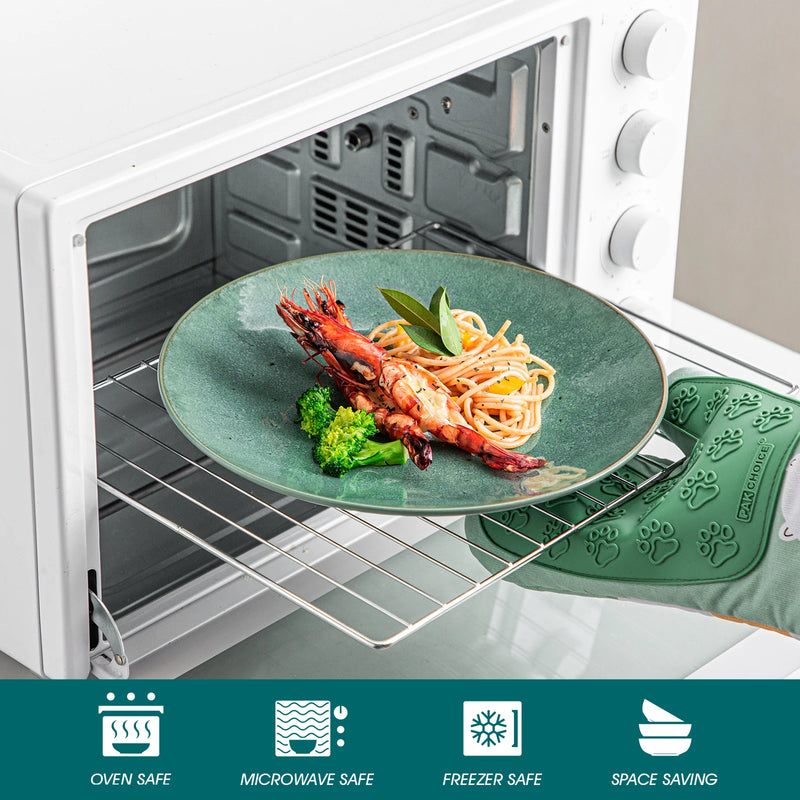 Juego de vajilla de 16/32 piezas de gres verde con relieve | platos, cuencos y tazas para 4/8 personasVajillas completasHome & Garden > Kitchen & Dining > Tableware > Dinnerware > Dinnerware Sets