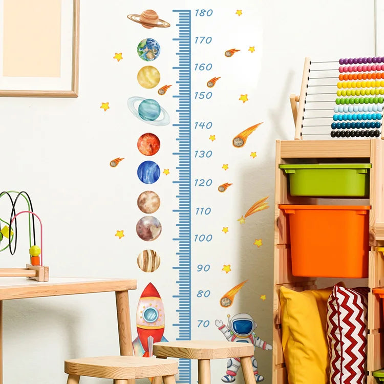 Pegatina de pared de registro de altura con diseño de astronautaAdhesivos
