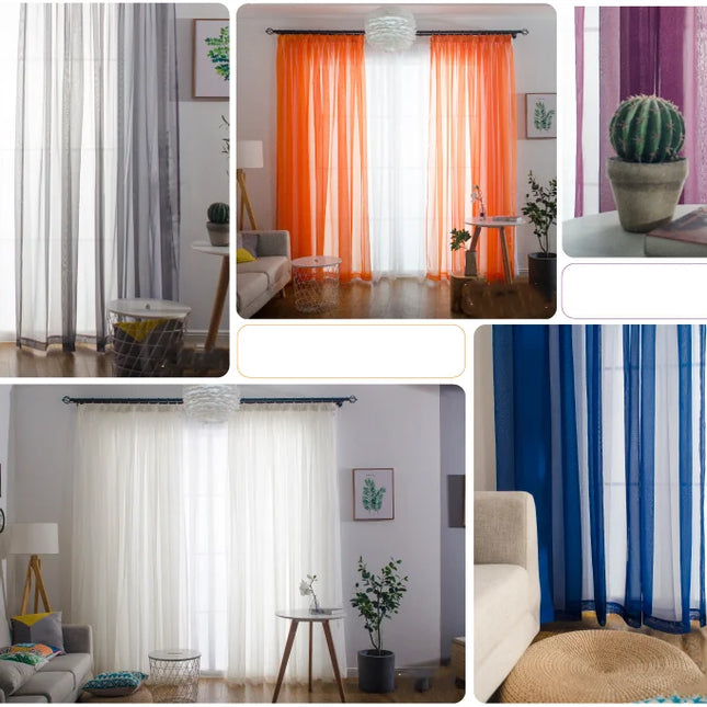 Solid colored transparent curtains