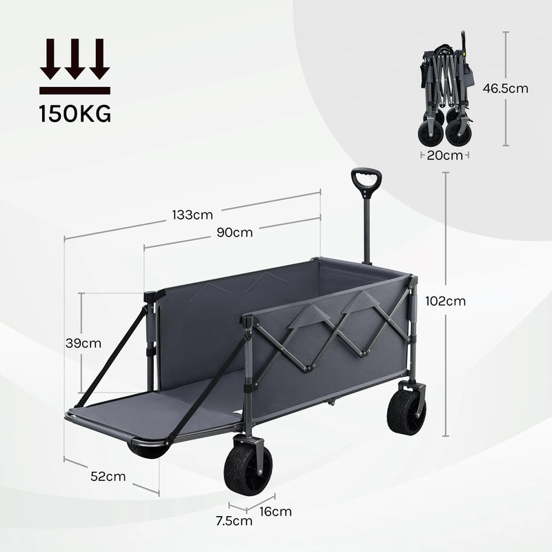 Carro de jardín plegable con ruedas y puerta trasera, 200 LCarritosHome & Garden > Lawn & Garden > Gardening > Gardening Tools > Wheelbarrows
