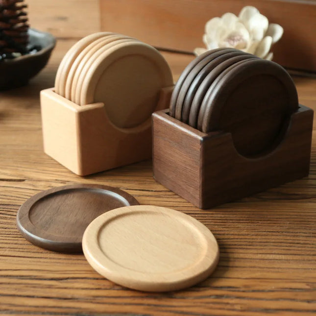 Solid Walnut Wood Coaster Set