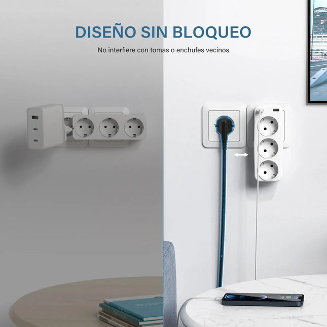 Extensor de enchufe de pared 5 en 1 (3 tomas + 2 USB) 4000 W 16 ARegletasElectronics > Electronics Accessories > Power > Power Strips & Surge Suppressors