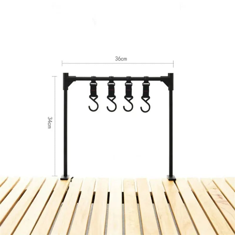 Estante de almacenamiento portátil de aleación de aluminio para camping con ganchos colgadoresEstantesUncategorized