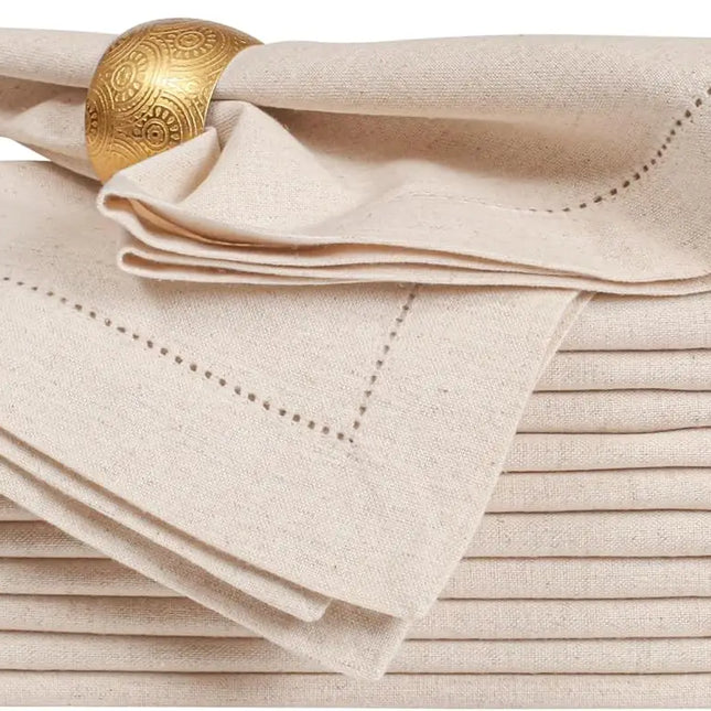 Set of 6 natural linen napkins with hem