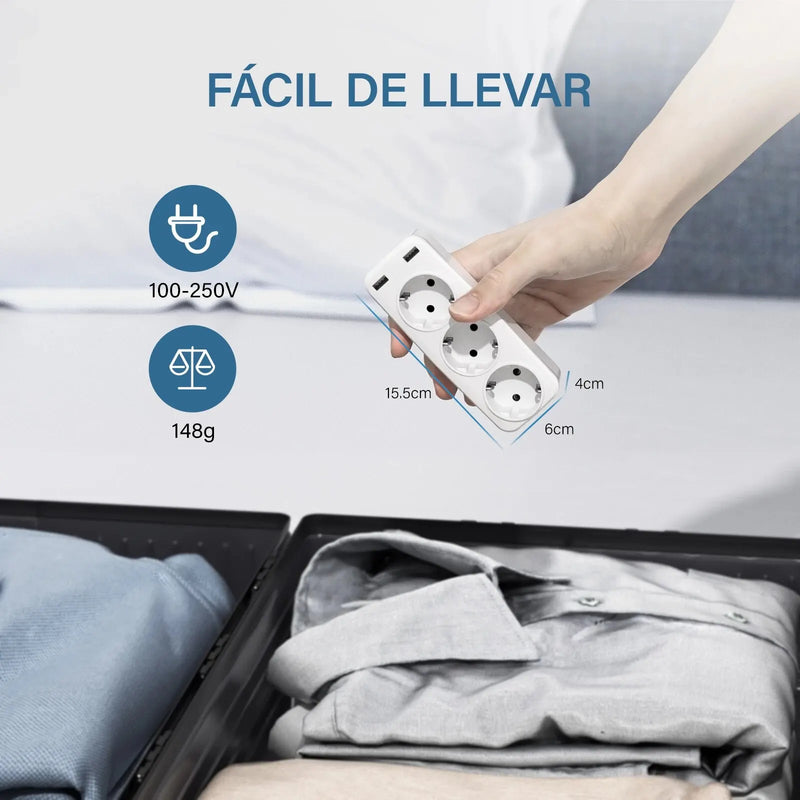 Extensor de enchufe de pared 5 en 1 (3 tomas + 2 USB) 4000 W 16 ARegletasElectronics > Electronics Accessories > Power > Power Strips & Surge Suppressors