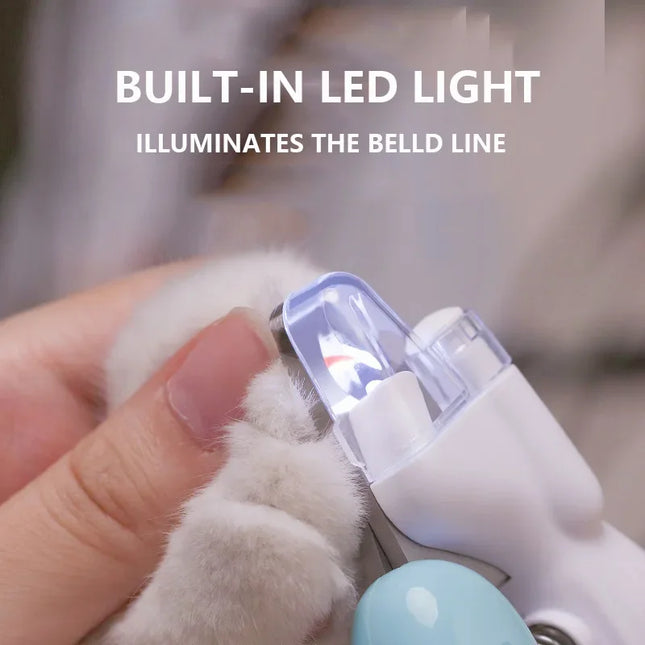 Nail clippers with storage and LED light for pets