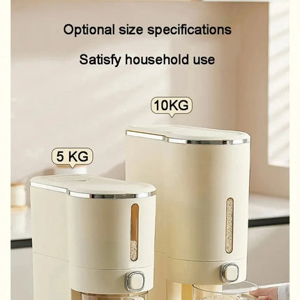 Rice dispenser with measuring cup