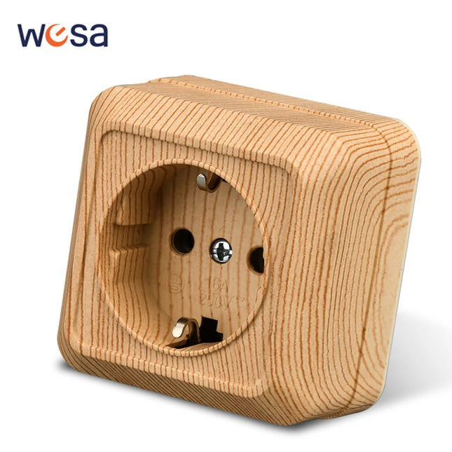Enchufe de superficie con toma de tierra efecto madera (estándar UE 64×64 mm)EnchufesHardware > Power & Electrical Supplies > Power Outlets & Sockets > Wall Outlets