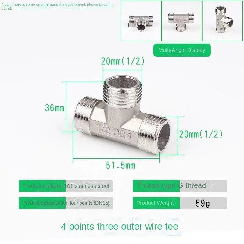 Codo en T de acero inoxidable DN20 a DN15 · Conector reductor para tuberías de agua a alta presiónAdaptadoresHardware > Plumbing > Plumbing Fittings & Supports > Pipe Adapters & Bushings > Adapters