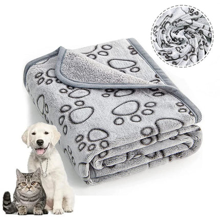 Couverture douce avec empreinte de patte pour animaux de compagnie