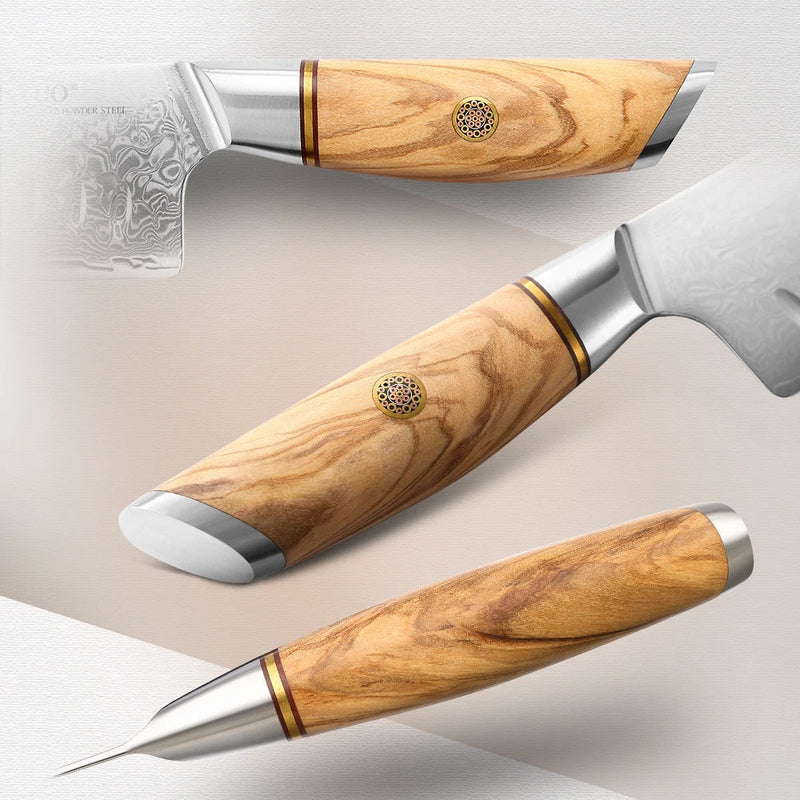 Santoku 7" cuchillo de cocina de acero Damasco 73 capas con mango de olivoCuchillosHome & Garden > Kitchen & Dining > Kitchen Tools & Utensils > Kitchen Knives > Santoku Knives