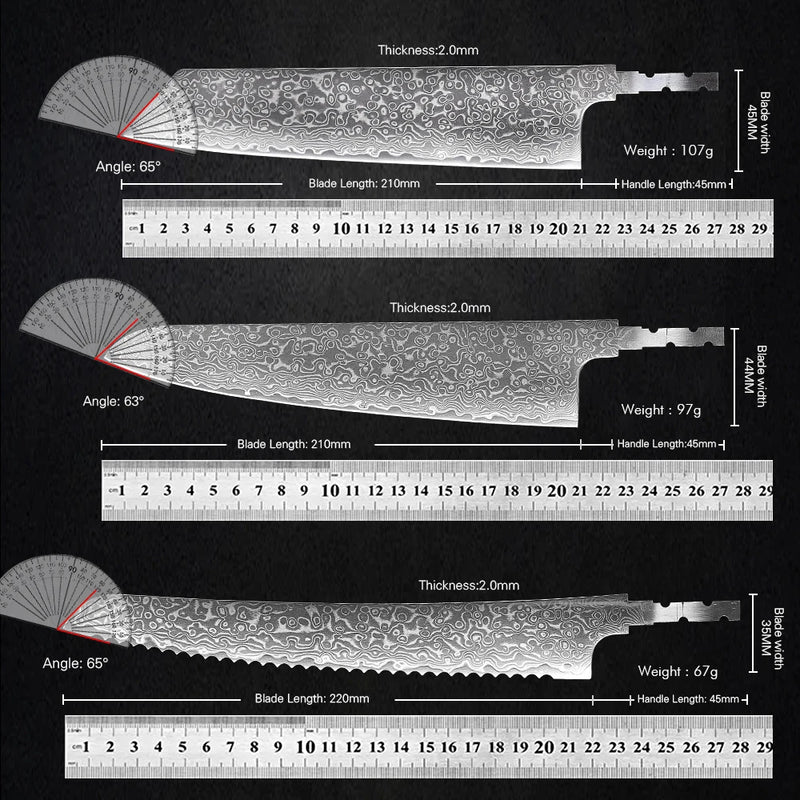 Hoja de cuchillo japonés de acero Damasco AUS-10 para bricolaje sin mangoCuchillosHome & Garden > Kitchen & Dining > Kitchen Tools & Utensils > Kitchen Knives