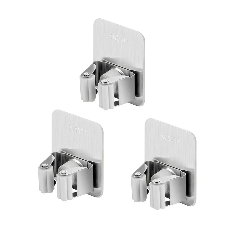 Soporte de acero inoxidable para mopas montado en paredSoportesHome & Garden > Household Supplies > Storage & Organization > Storage Hooks & Racks