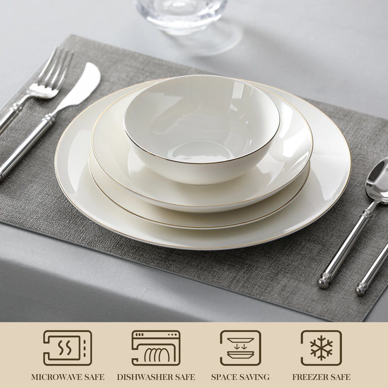 Vajilla de porcelana blanca nórdica 16/32 piezas | plato llano, postre, hondo y cuenco (4/8 comensales)Vajillas completasHome & Garden > Kitchen & Dining > Tableware > Dinnerware > Dinnerware Sets