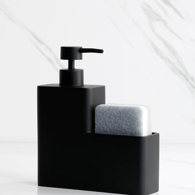 Dispensador de jabón de cocina 450 ml | Botella negra de resina con soporte para esponja | Dosificador líquido para platos o bañoDispensadores de jabónHome & Garden > Bathroom Accessories > Soap & Lotion Dispensers