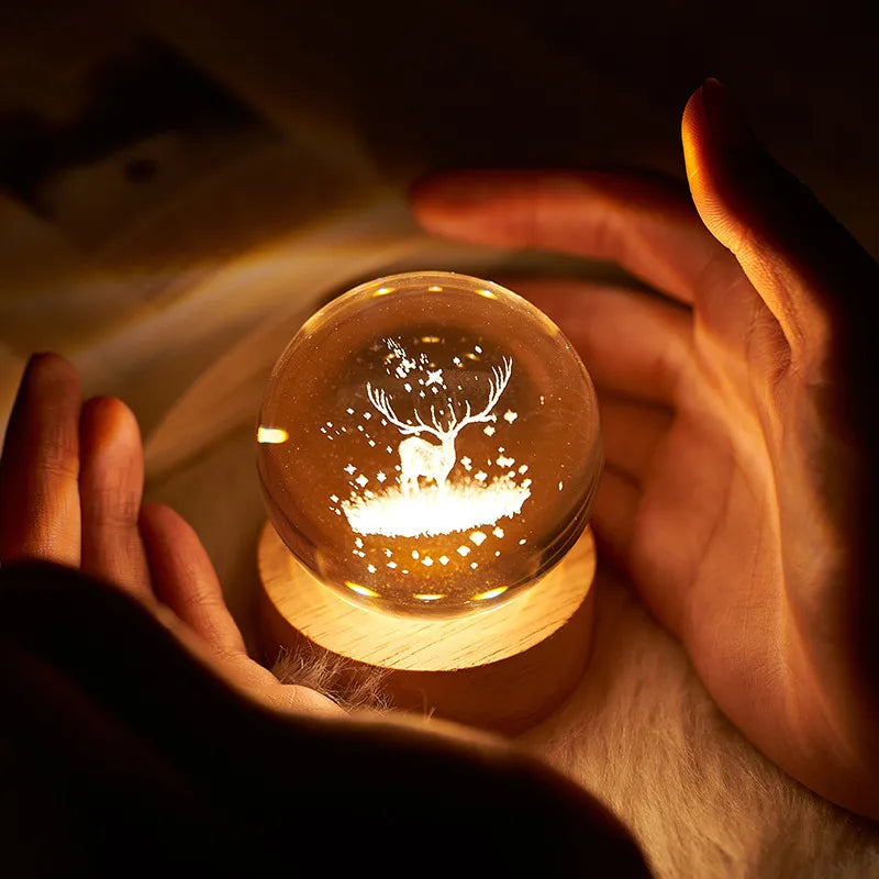 Christmas glass ball and 3D glowing LED lamp