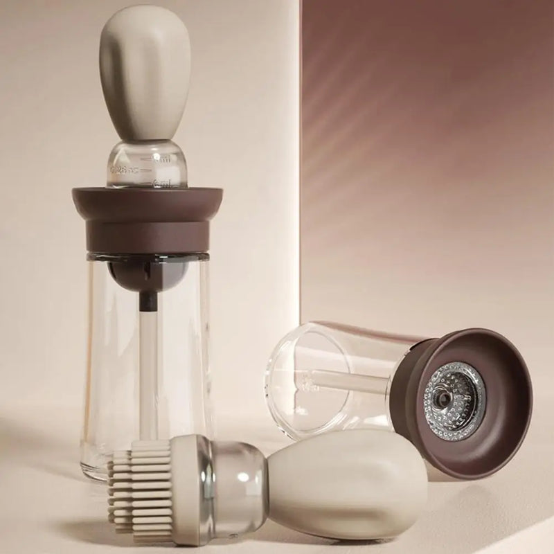 Botella de aceite con cepillo de silicona para cocinaAceiteras