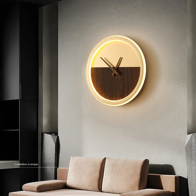 Applique murale LED avec horloge en relief minimaliste pour l'éclairage domestique