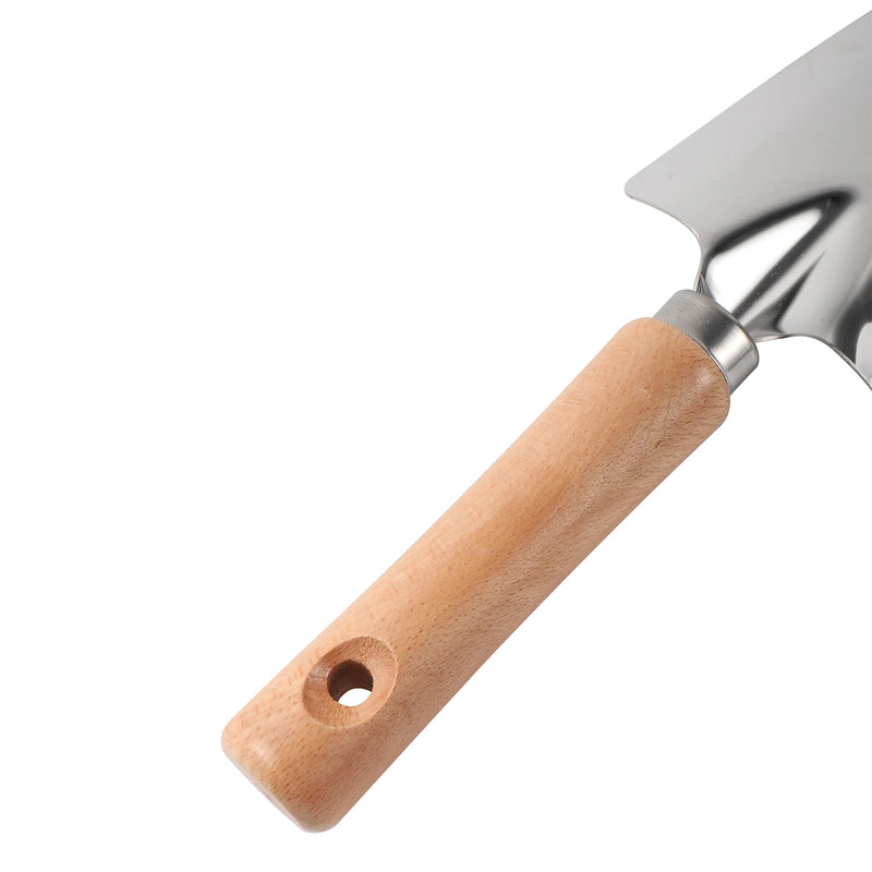 Pala ancha de acero inoxidable con mango de maderaAccesorios de jardinería