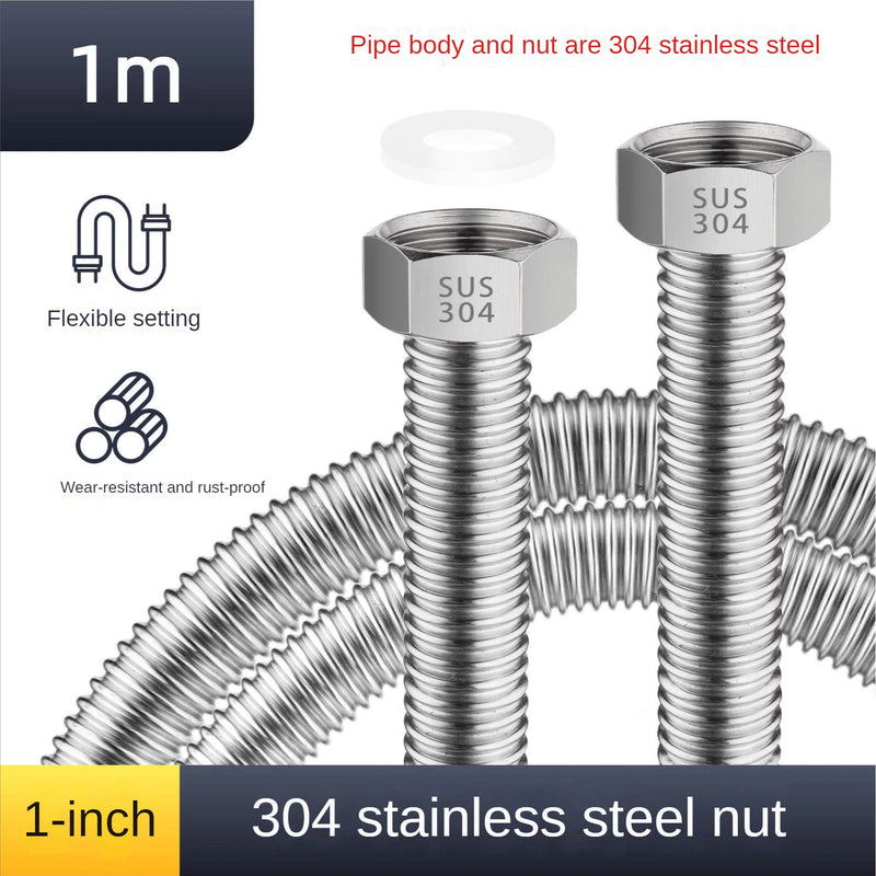 Manguera DN25 de acero inoxidable 304 – Tubo metálico flexible a prueba de explosiones para agua fría y caliente, alta presiónManguerasHardware > Plumbing > Plumbing Hoses & Supply Lines