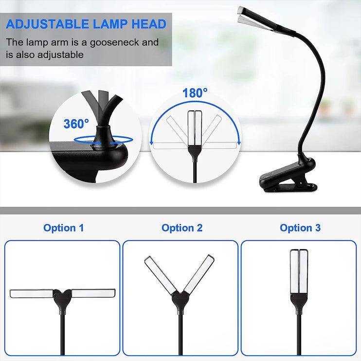 Mini Portable Clip-On LED Desk Lamp USB Rechargeable