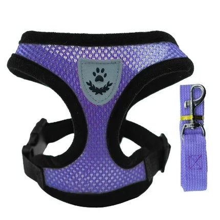 Adjustable mesh pet harness leash