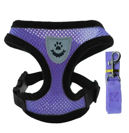 Adjustable mesh pet harness leash