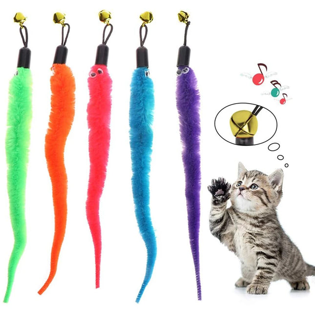 Telescopic wand with 5 pieces of colorful worm with bell