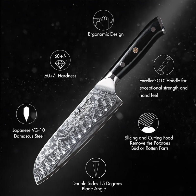 Cuchillo Santoku japonés de 7 pulgadas de acero damasco profesionalCuchillosHome & Garden > Kitchen & Dining > Kitchen Tools & Utensils > Kitchen Knives > Santoku Knives