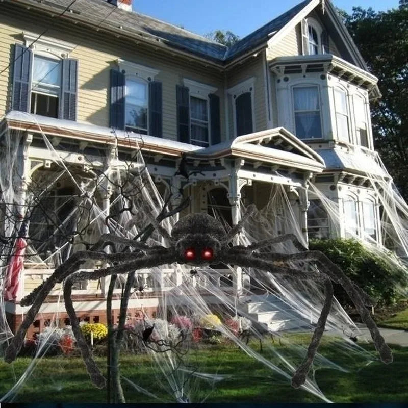 Araña de peluche negra gigante para decoraciones de exteriores