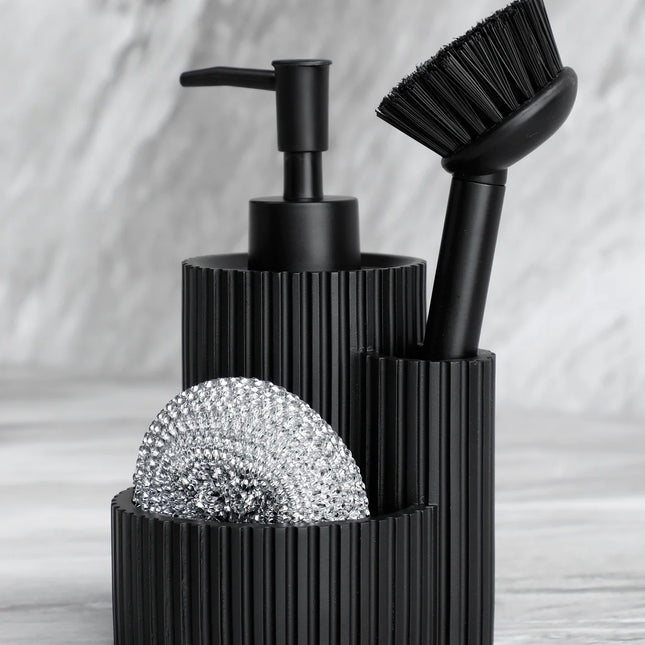 Dispensador de jabón de cocina 3 en 1 | Botella recargable con soporte para esponja y cepillo | Incluye esponja y cepilloDispensadores de jabónHome & Garden > Bathroom Accessories > Soap & Lotion Dispensers