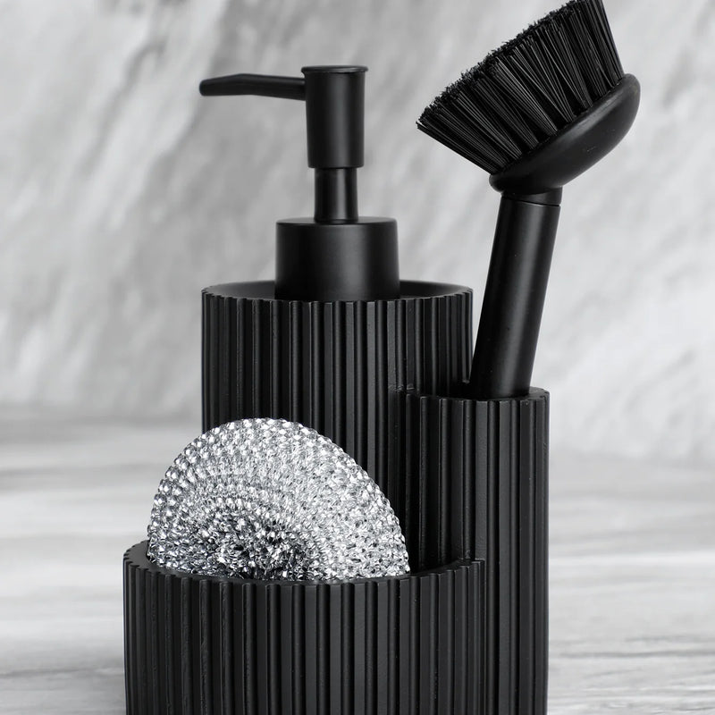 Dispensador de jabón de cocina 3 en 1 | Botella recargable con soporte para esponja y cepillo | Incluye esponja y cepilloDispensadores de jabónHome & Garden > Bathroom Accessories > Soap & Lotion Dispensers