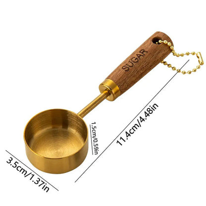 14ml metal and wood measuring spoon