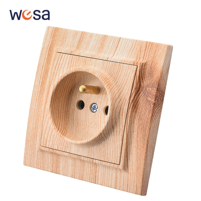 Enchufe empotrable eu con toma de tierra | Acabado madera marrón, plástico ignífugoEnchufesHardware > Power & Electrical Supplies > Power Outlets & Sockets > Wall Outlets