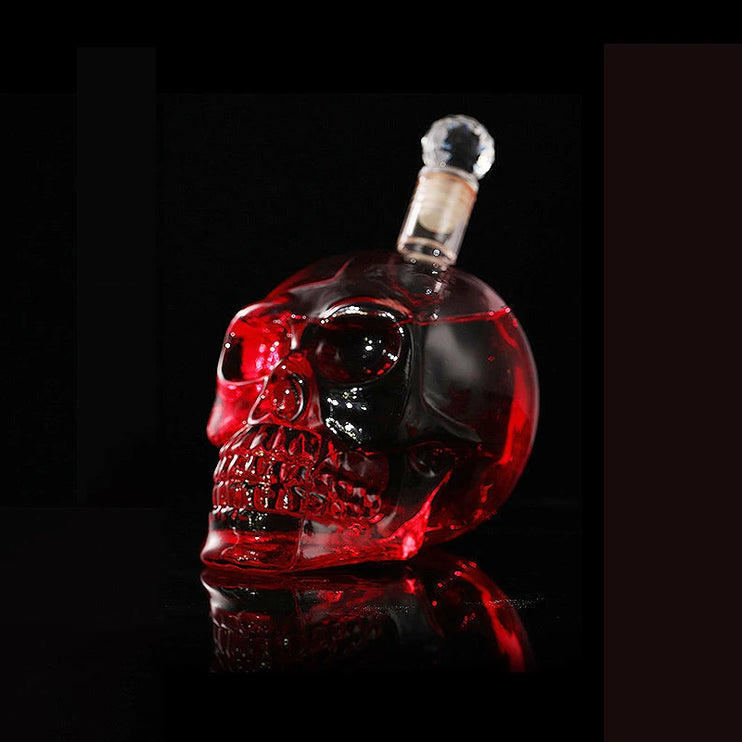 Botella de vino y licores de cristal con forma de calavera 125ml - 1000ml