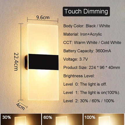 Aplique de pared LED con carga USB