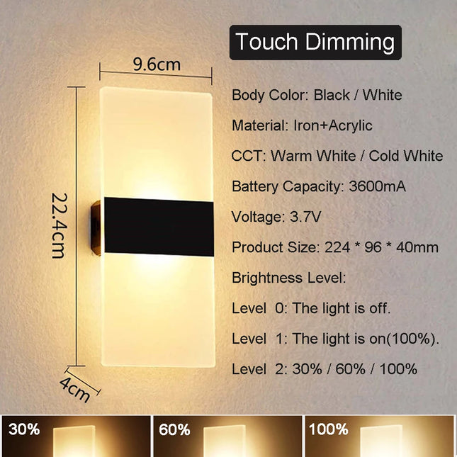 Aplique de pared LED con carga USB