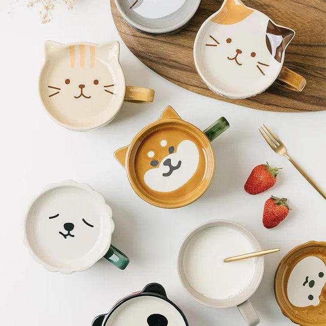 Tasse à café en céramique avec dessins d'animaux