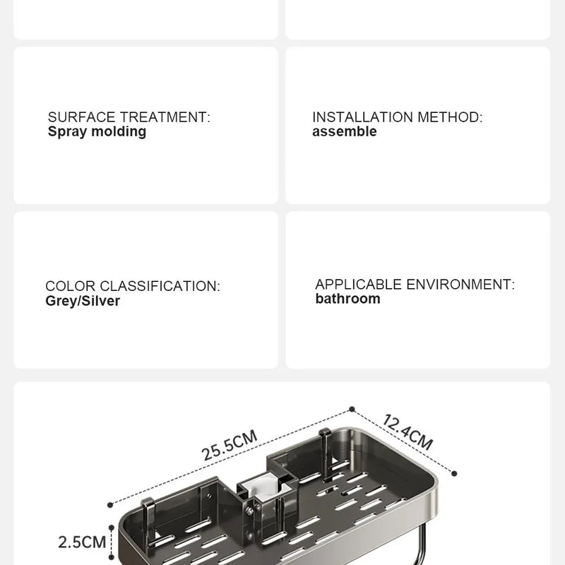 Estante de ducha de aluminio con toalleroEstantes