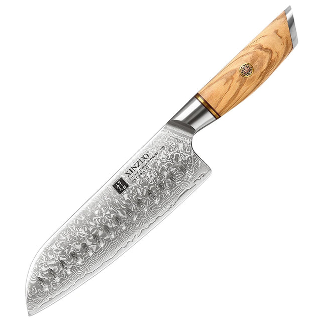 Santoku 7" cuchillo de cocina de acero Damasco 73 capas con mango de olivoCuchillosHome & Garden > Kitchen & Dining > Kitchen Tools & Utensils > Kitchen Knives > Santoku Knives