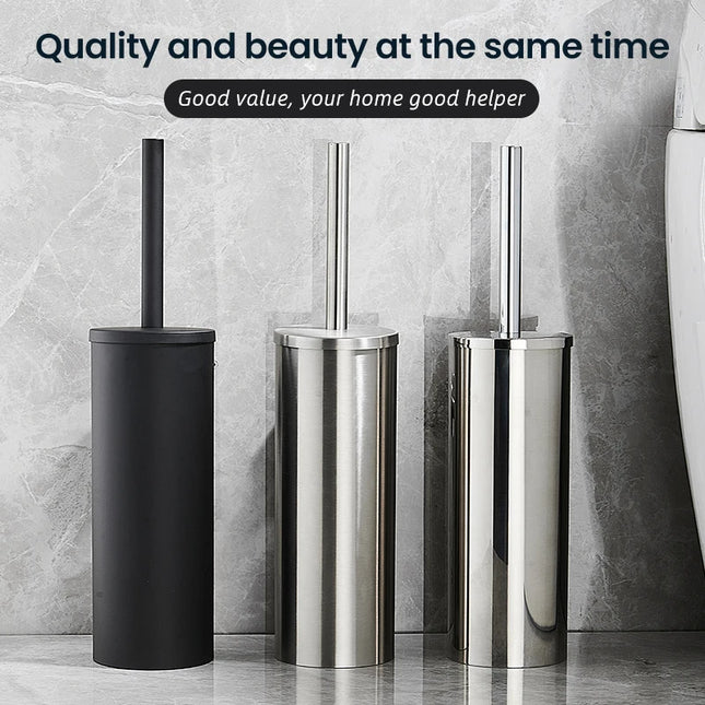 Escobillero de baño de acero inoxidable | mural o de suelo, mango largo y vaso cerrado (FR07)EscobillasHome & Garden > Bathroom Accessories > Toilet Brushes & Holders > Toilet Brushes