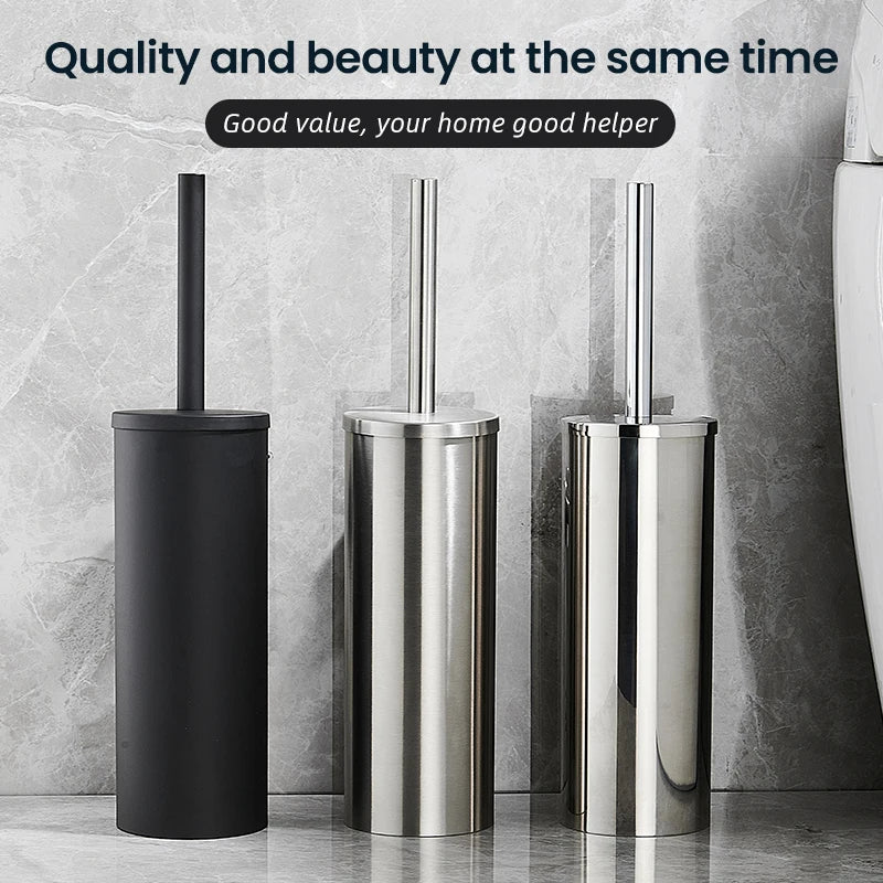 Escobillero de baño de acero inoxidable | mural o de suelo, mango largo y vaso cerrado (FR07)EscobillasHome & Garden > Bathroom Accessories > Toilet Brushes & Holders > Toilet Brushes