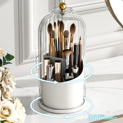 Soporte giratorio 360 ° para brochas de maquillaje con tapa