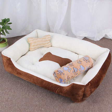 Winter bed with cushion and blanket for dogs