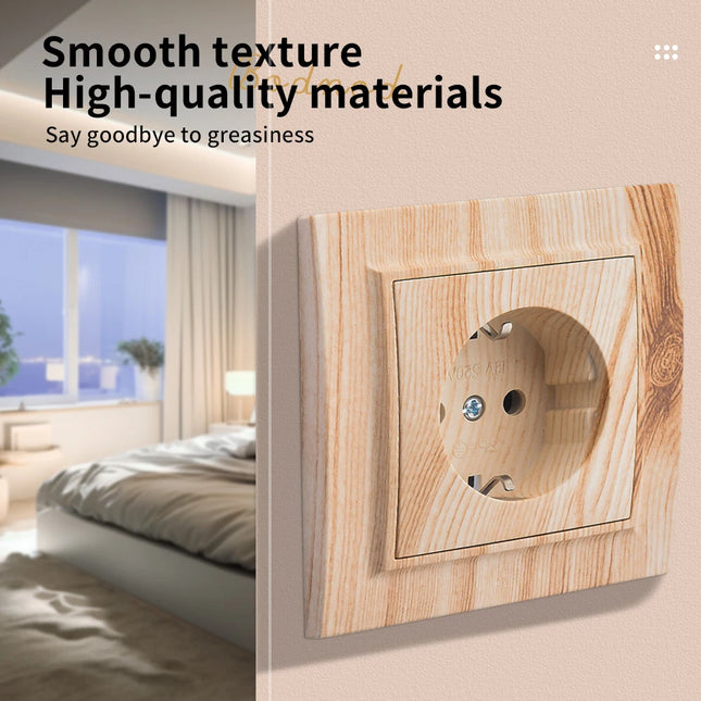 Enchufe empotrable eu con toma de tierra | Acabado madera marrón, plástico ignífugoEnchufesHardware > Power & Electrical Supplies > Power Outlets & Sockets > Wall Outlets