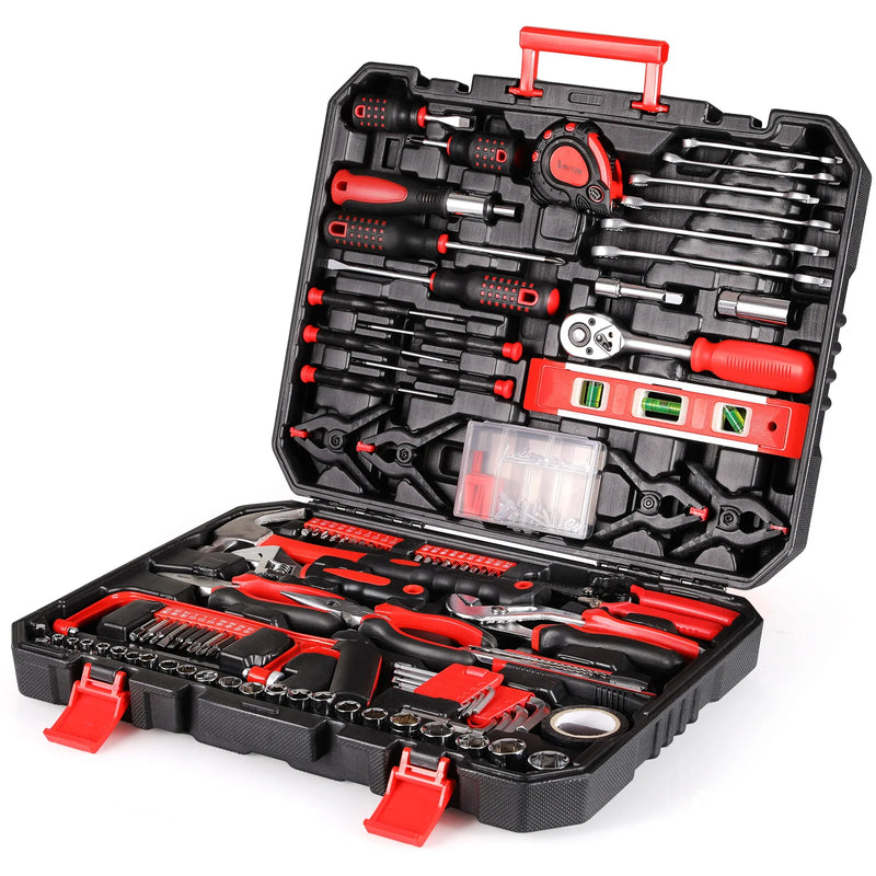 Maletín de herramientas 198 piezas | Juego universal con carraca, vasos y destornilladores para hogar y cocheMaletinesHardware > Hardware Accessories > Tool Storage & Organization > Tool Boxes > Hand Carry Tool Boxes