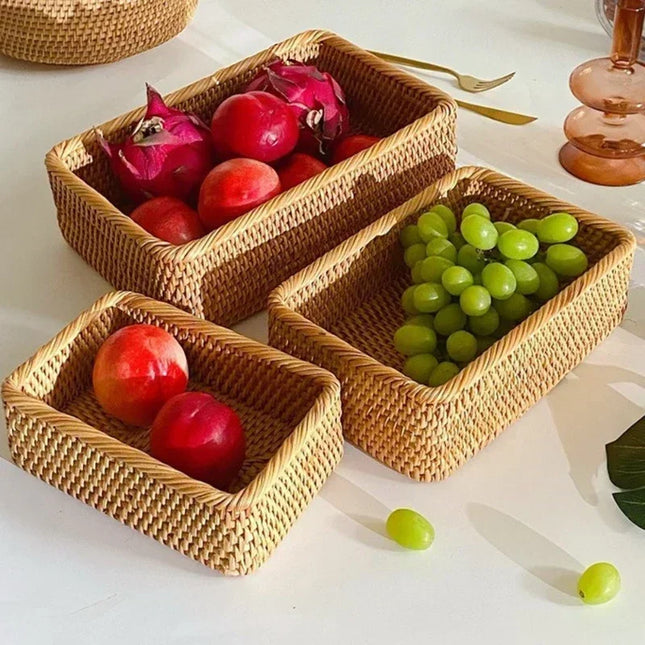 Deep Rectangular Rattan Basket