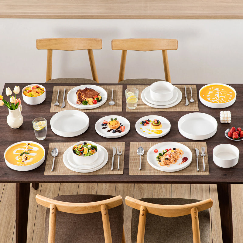 Juego de vajilla de porcelana blanca o con borde negroVajillas completasHome & Garden > Kitchen & Dining > Tableware > Dinnerware > Dinnerware Sets