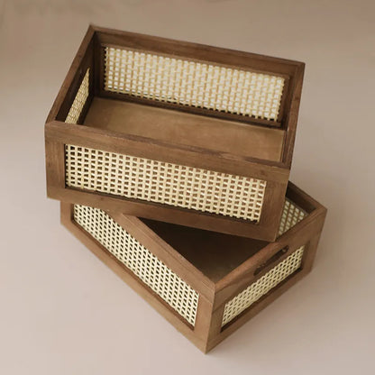 panier de rangement en bois vintage