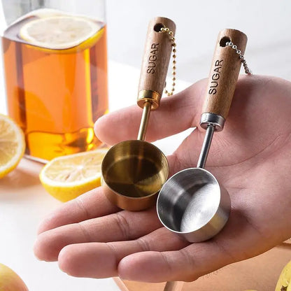 14ml metal and wood measuring spoon